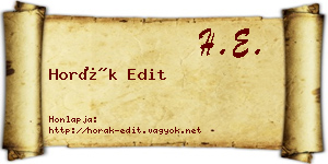 Horák Edit névjegykártya